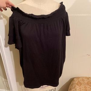 Off the shoulder black knit top
